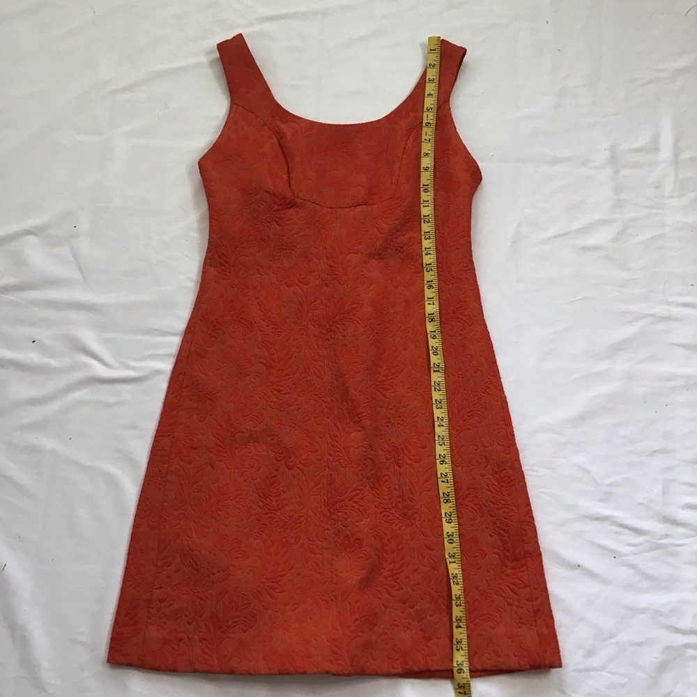 Anthropologie Women Classic Style Orange Sleeveless Sheath Picnic Mini Dress 6 - Picture 10 of 11